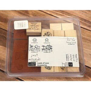 V3 STAMPIN' UP! LOADS OF LOVE ACCESSORIES WOOD MOUNTED RUBBER STAMP SET OF 12
